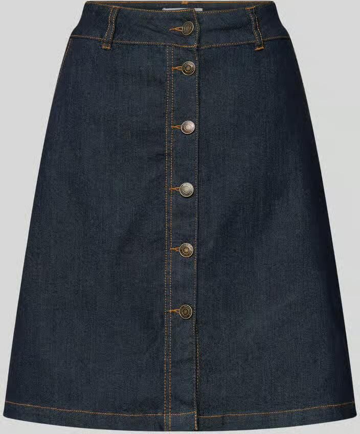 FREE QUENT Knielange jeansrok met doorlopende knoopsluiting model 'Happy'