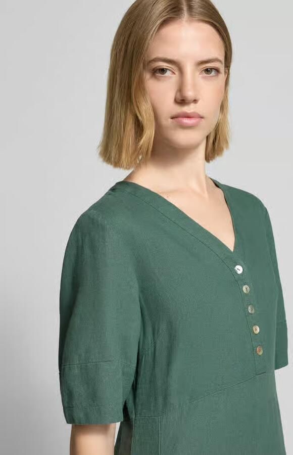 FREE QUENT Knielange jurk van mix van linnen en viscose model 'Lava'