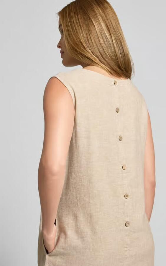 FREE QUENT Knielange jurk van mix van linnen en viscose model 'LAVA'