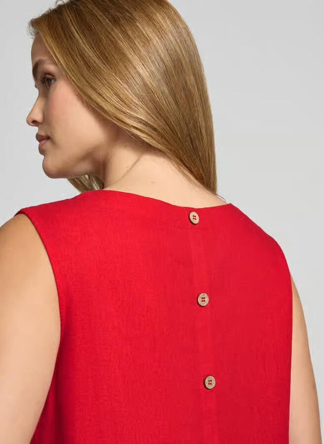 FREE QUENT Knielange jurk van mix van linnen en viscose model 'LAVA'