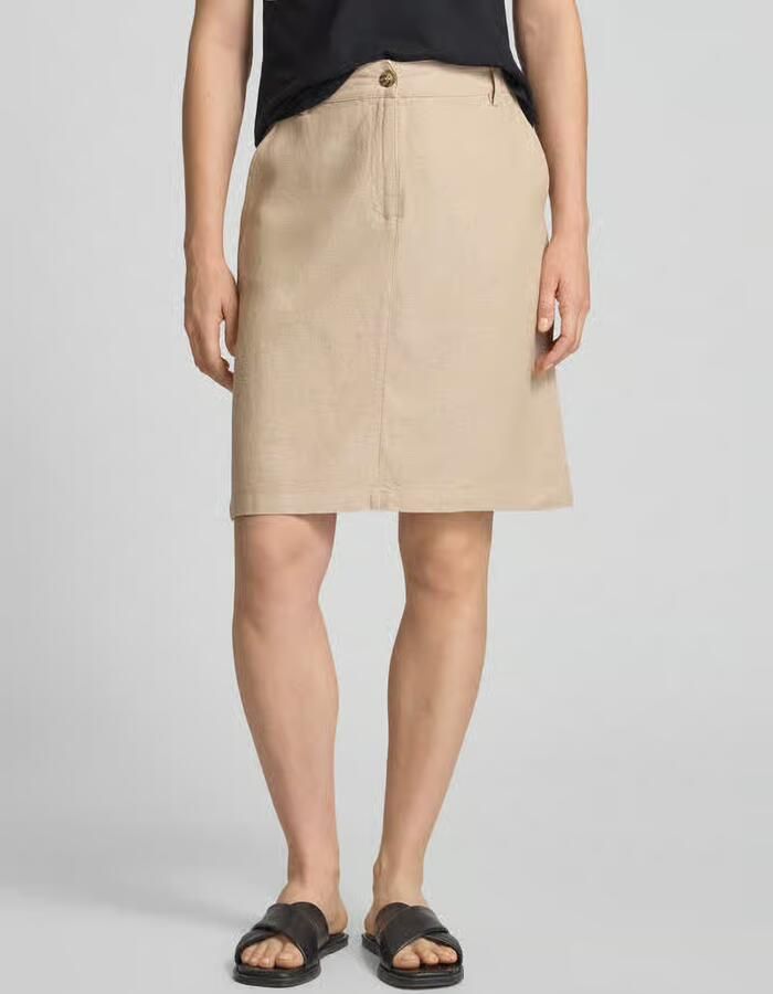 FREE QUENT Knielange rok van een mix van linnen en viscose model 'Lava' - Foto 2
