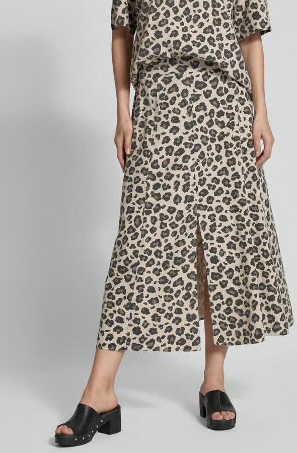 FREE QUENT Midirok van een mix van viscose en linnen met loopsplit - Foto 2