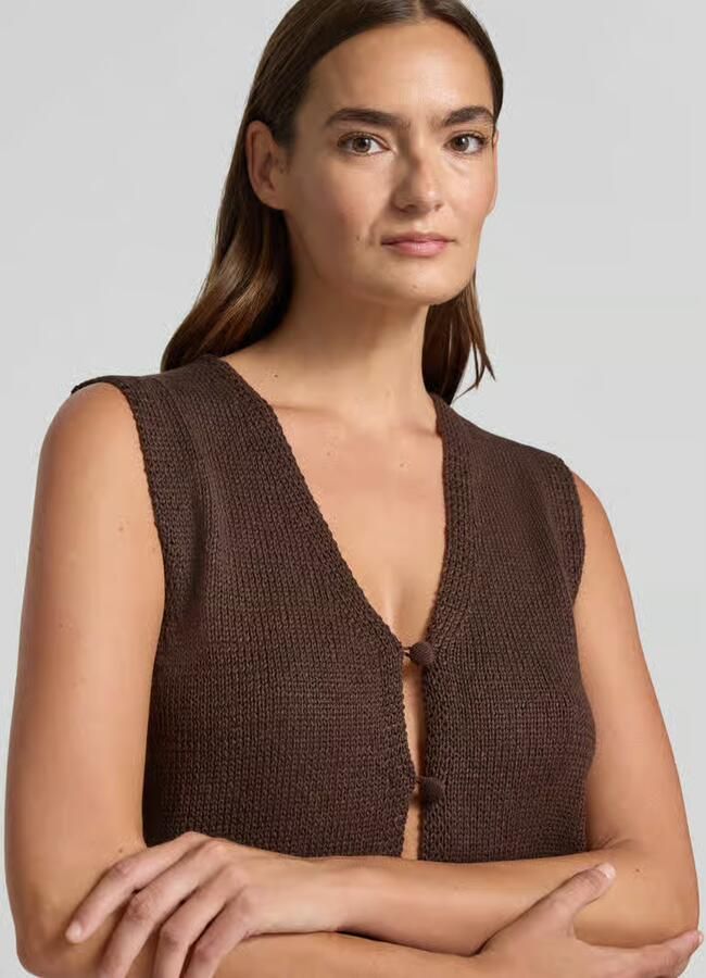 FREE QUENT Mouwloos vest met knoopsluiting model 'Grscaliva'