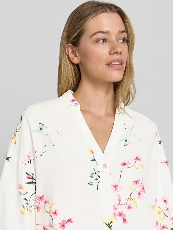FREE QUENT relaxed fit blouse van mix van viscose en linnen model 'Lavisco'