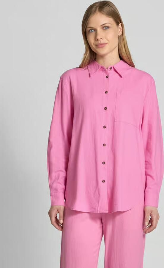 FREE QUENT Relaxed fit linnen blouse met borstzak model 'Lava' - Foto 2
