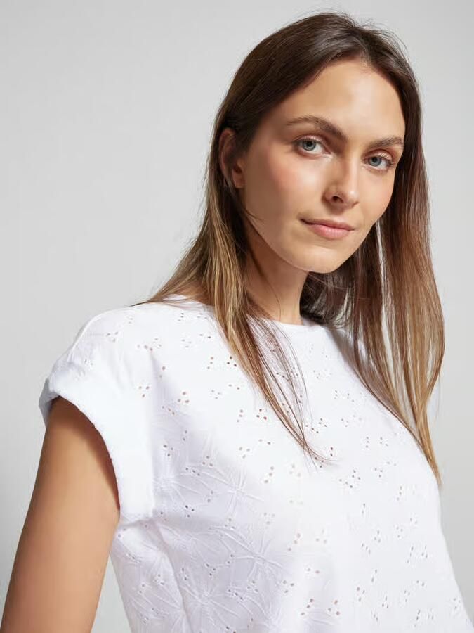 FREE QUENT T-shirt met broderie anglaise model 'Blond' - Foto 4