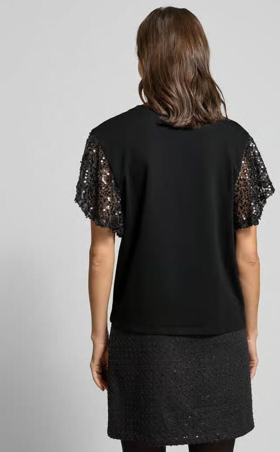 FREE QUENT T-shirt met geribde ronde hals model 'WINGS'