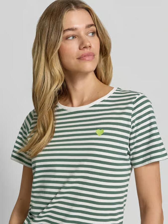 FREE QUENT T-shirt met motief-stitching en ronde hals