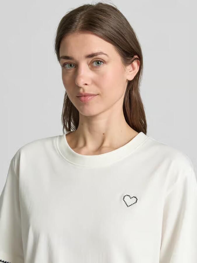 FREE QUENT T-shirt met ronde hals en stitchings