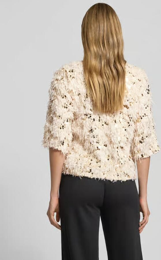 FREE QUENT T-shirt met veren en pailletten model 'NOLLA'
