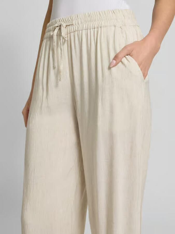 FREE QUENT Wide leg stoffen broek met broderie anglaise model 'Linus'