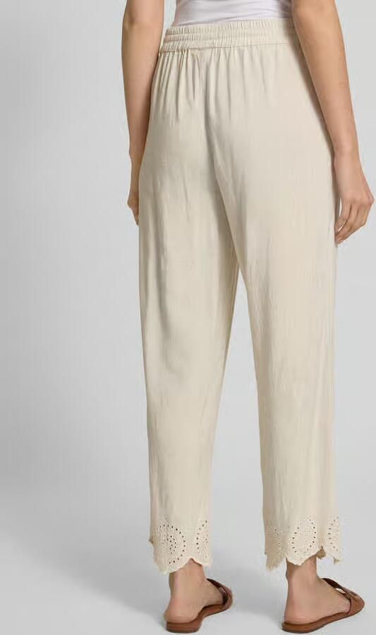 FREE QUENT Wide leg stoffen broek met broderie anglaise model 'Linus' - Foto 3
