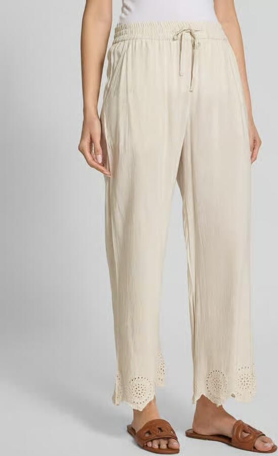 FREE QUENT Wide leg stoffen broek met broderie anglaise model 'Linus' - Foto 2