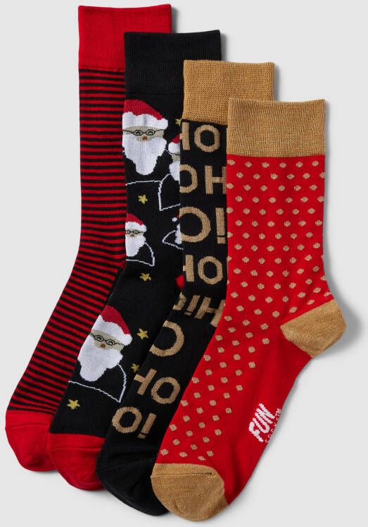 Fun Socks Sokken met all-over motief in een set van 4 paar model 'Christmas'