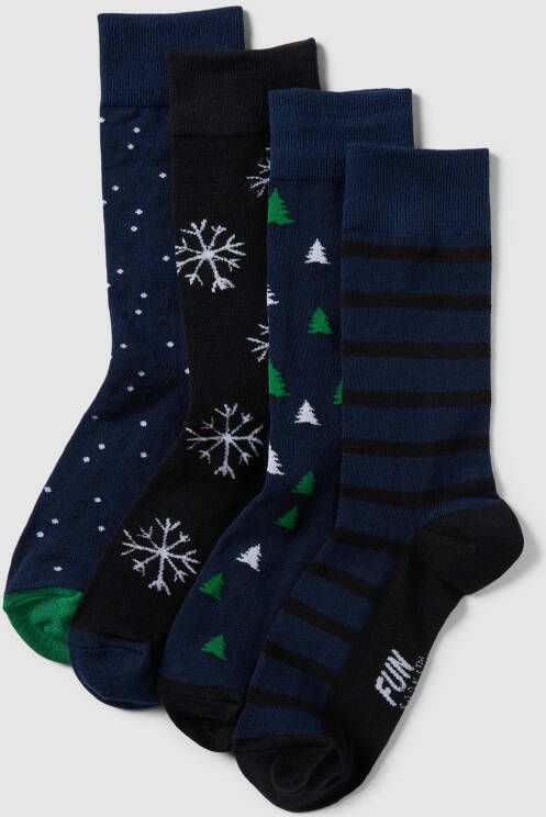 Fun Socks Sokken met all-over motief in een set van 4 paar model 'Christmas'