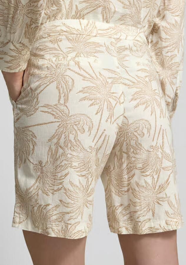 FYNCH-HATTON Bermuda's van linnenmix met labeldetail