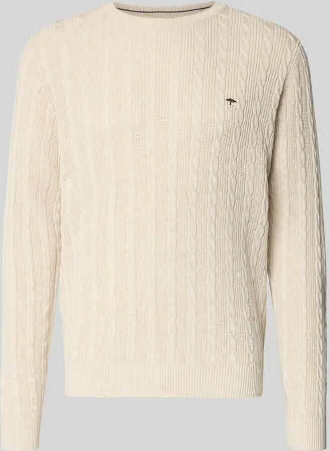 FYNCH-HATTON Gebreide pullover met kabelpatroon en labelstitching - Foto 3