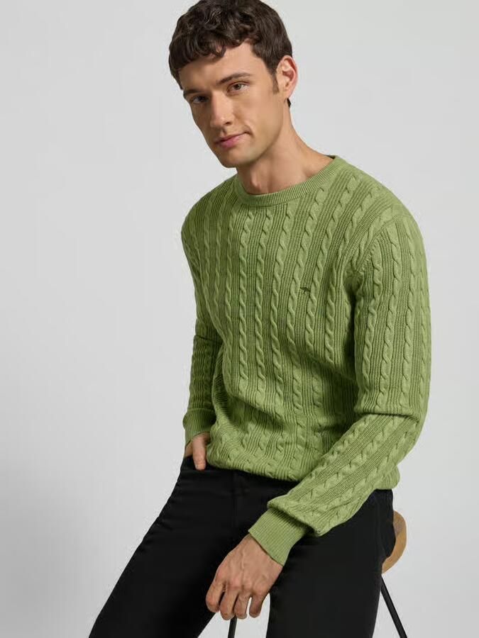 FYNCH-HATTON Gebreide pullover met kabelpatroon en labelstitching - Foto 2