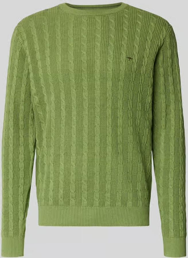 FYNCH-HATTON Gebreide pullover met kabelpatroon en labelstitching - Foto 3