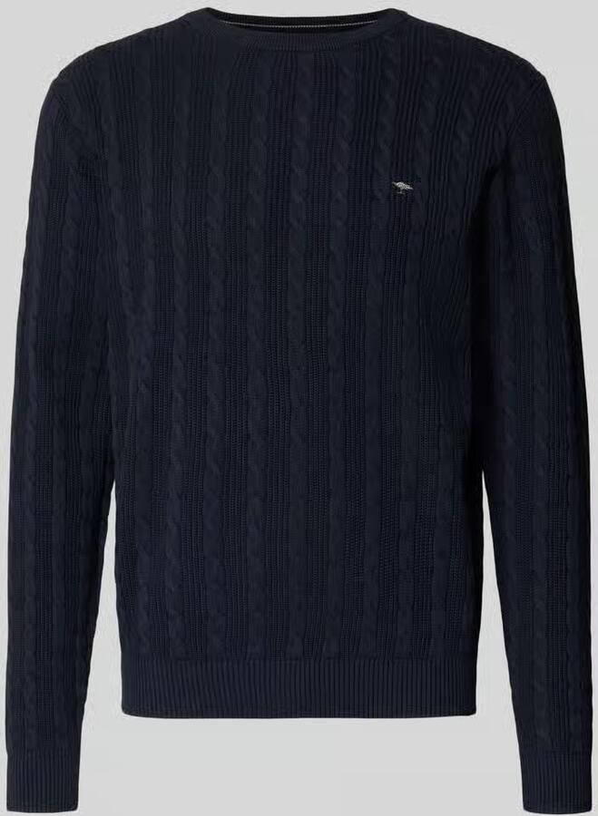 FYNCH-HATTON Gebreide pullover met kabelpatroon en labelstitching - Foto 3