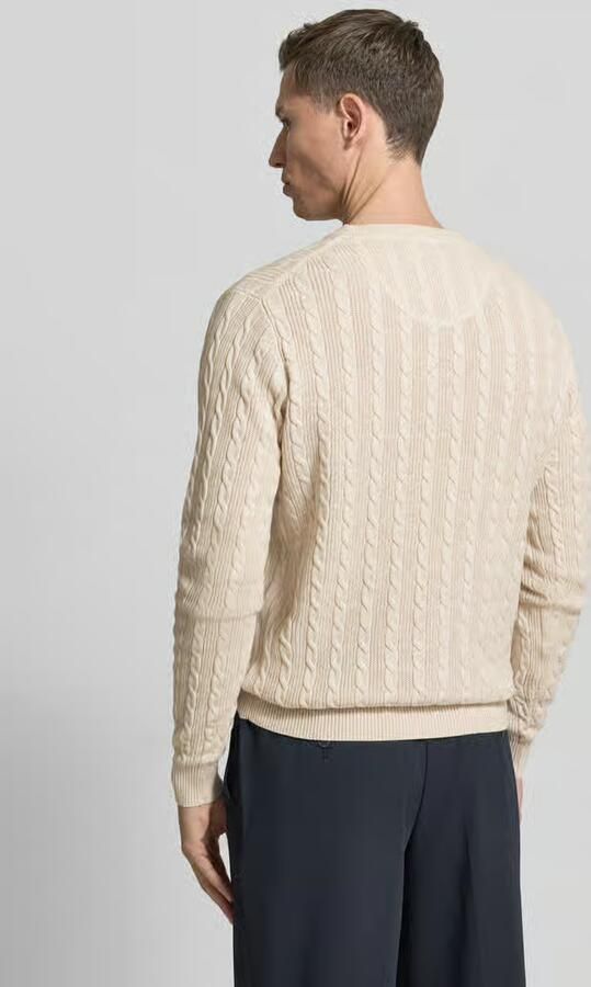 FYNCH-HATTON Gebreide pullover met kabelpatroon en labelstitching