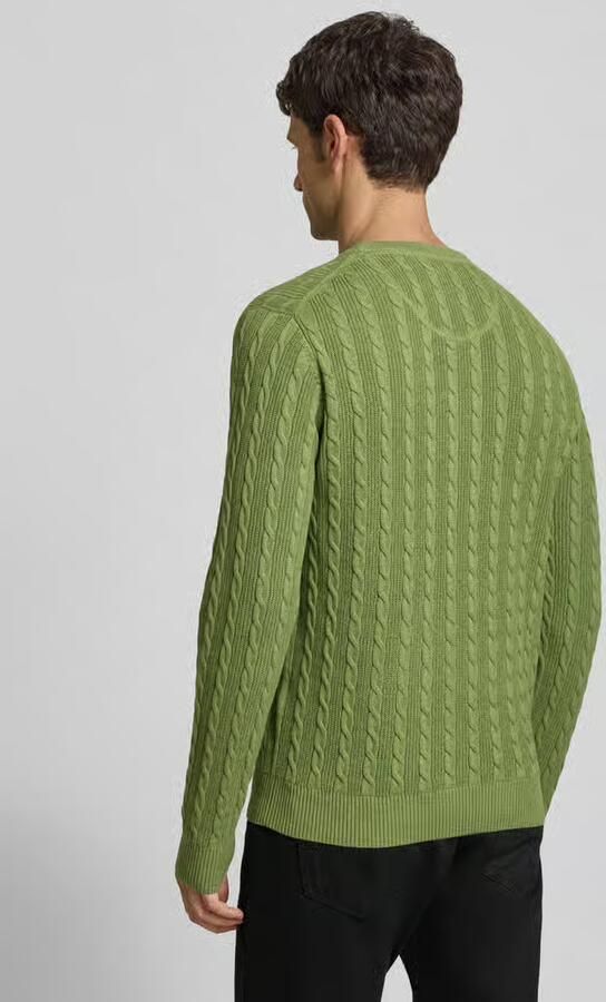 FYNCH-HATTON Gebreide pullover met kabelpatroon en labelstitching