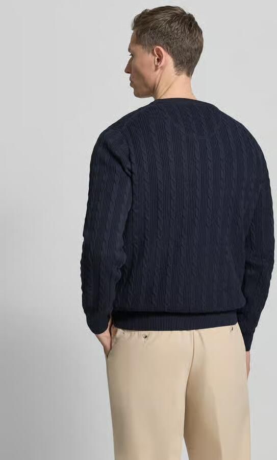 FYNCH-HATTON Gebreide pullover met kabelpatroon en labelstitching