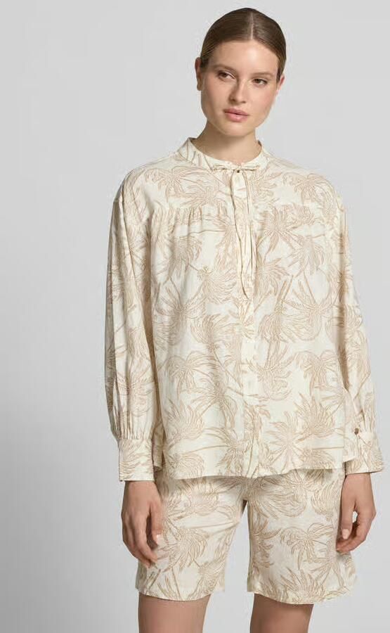 FYNCH-HATTON linnen blouse met ronde hals en vetersluiting - Foto 2