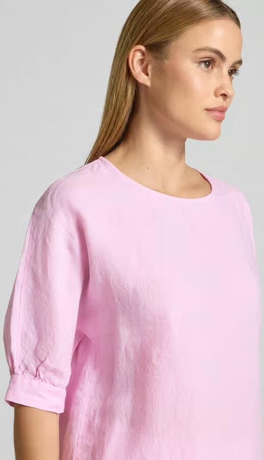 FYNCH-HATTON linnen blouse met trekkoord en ronde hals