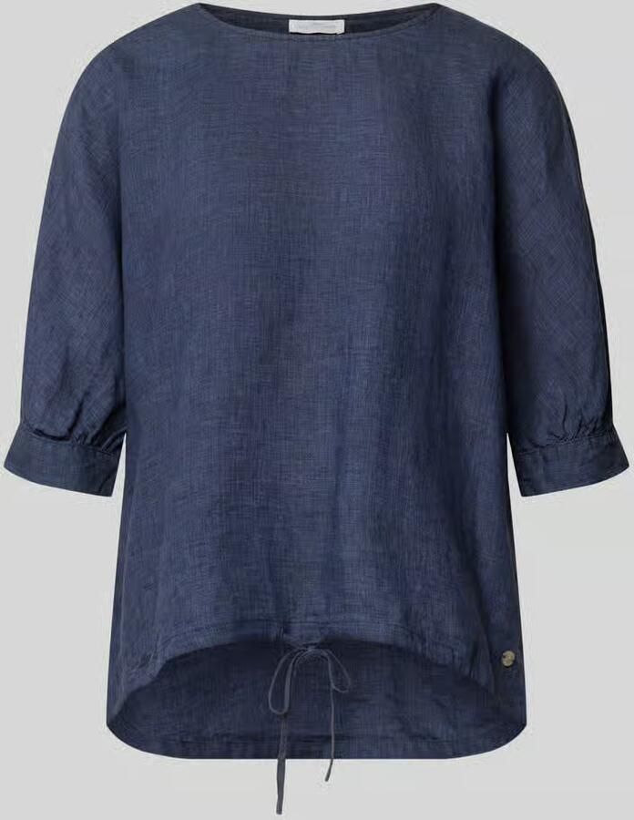 FYNCH-HATTON linnen blouse met trekkoord en ronde hals