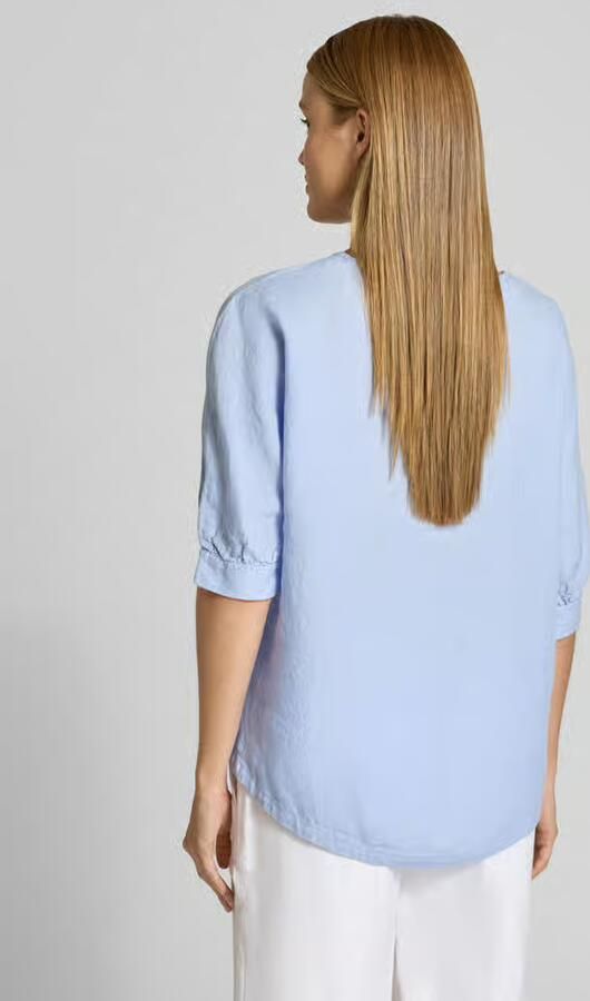 FYNCH-HATTON linnen blouse met trekkoord en ronde hals - Foto 4