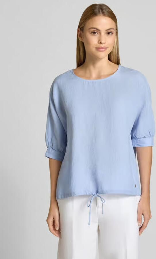FYNCH-HATTON linnen blouse met trekkoord en ronde hals - Foto 3