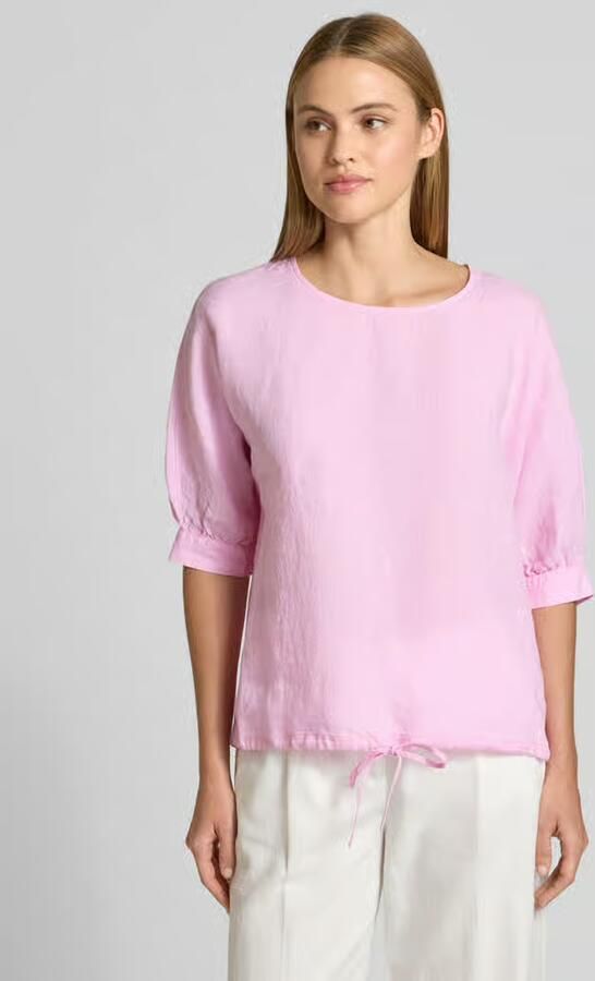 FYNCH-HATTON linnen blouse met trekkoord en ronde hals - Foto 4