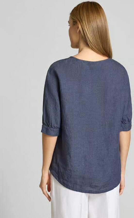 FYNCH-HATTON linnen blouse met trekkoord en ronde hals - Foto 4