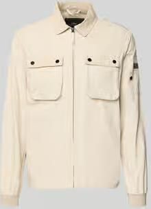 FYNCH-HATTON modern fit overshirt met label-patch model 'Garmentdye'