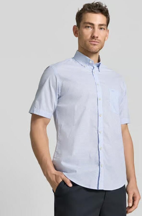 FYNCH-HATTON modern fit vrijetijdsoverhemd met borstzak en gestikt logo - Foto 3
