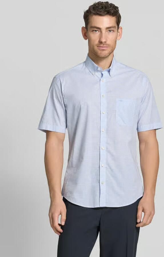 FYNCH-HATTON modern fit vrijetijdsoverhemd met borstzak en gestikt logo - Foto 4