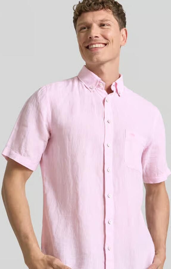 FYNCH-HATTON Regular fit linnen overhemd met Button-downkraag - Foto 3
