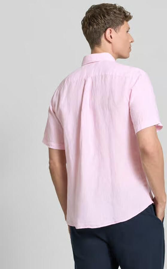 FYNCH-HATTON Regular fit linnen overhemd met Button-downkraag