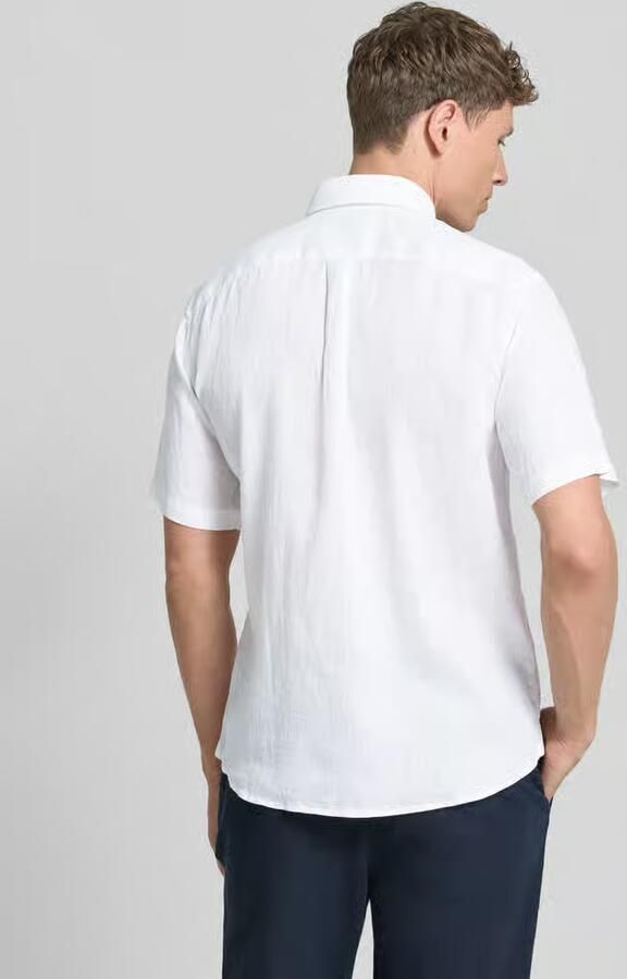 FYNCH-HATTON Regular fit linnen overhemd met Button-downkraag