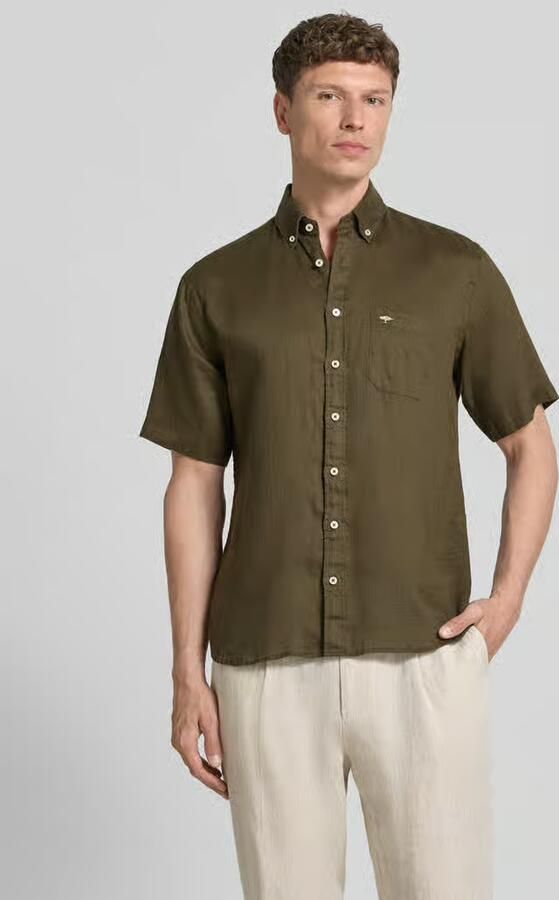 FYNCH-HATTON Regular fit linnen overhemd met Button-downkraag - Foto 3