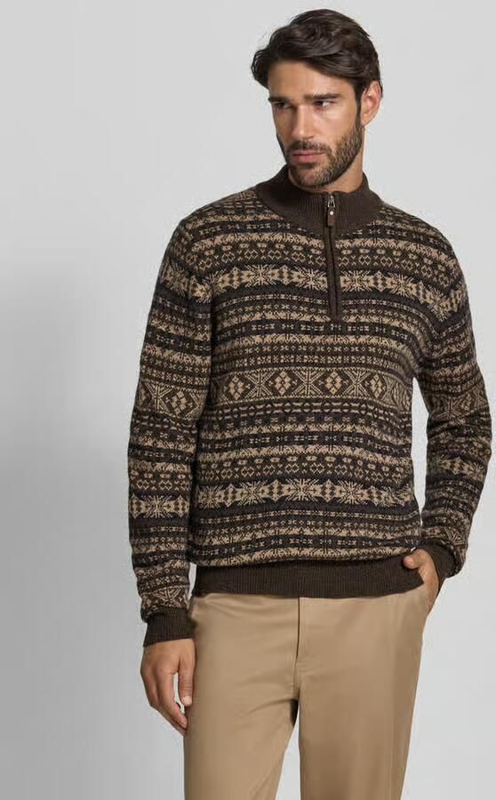 FYNCH-HATTON Regular fit pullover van zuivere wol model 'Jacquard' - Foto 2