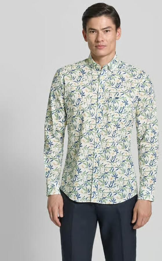 FYNCH-HATTON slim fit vrijetijdsoverhemd met button-downkraag model 'Slub' - Foto 2