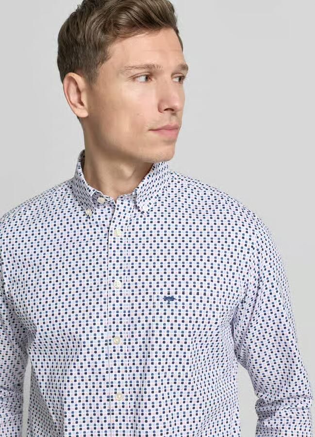 FYNCH-HATTON Slim fit vrijetijdsoverhemd met logostitching