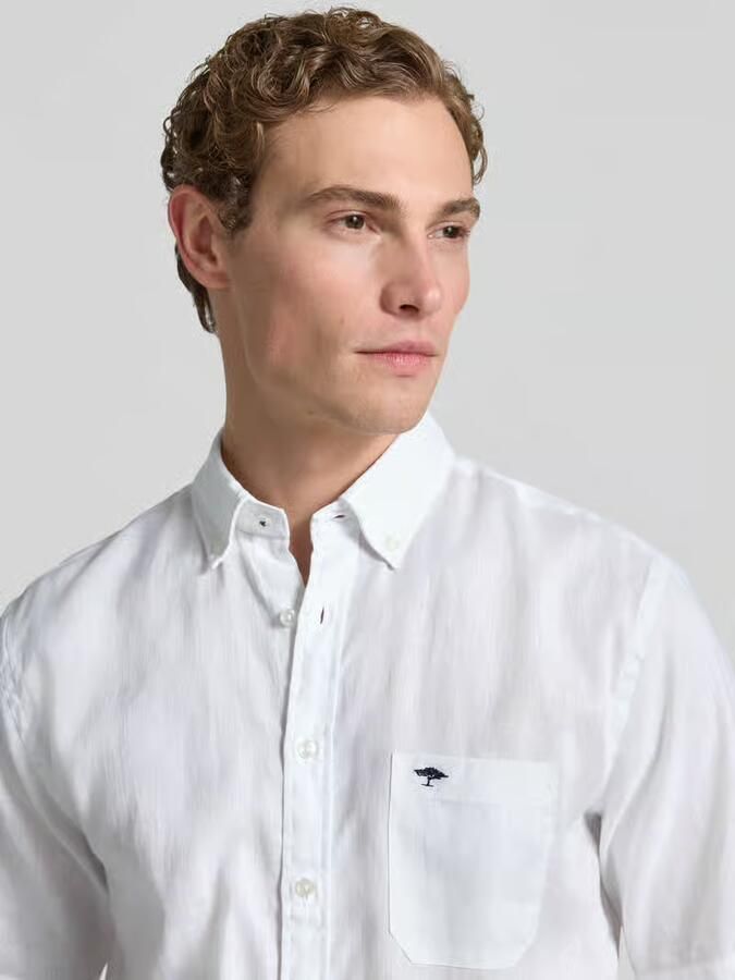 FYNCH-HATTON slim fit vrijetijdsoverhemd van mix van katoen en linnen - Foto 3