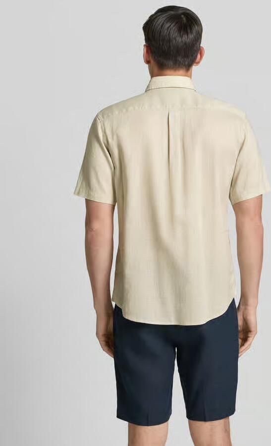 FYNCH-HATTON slim fit vrijetijdsoverhemd van mix van katoen en linnen