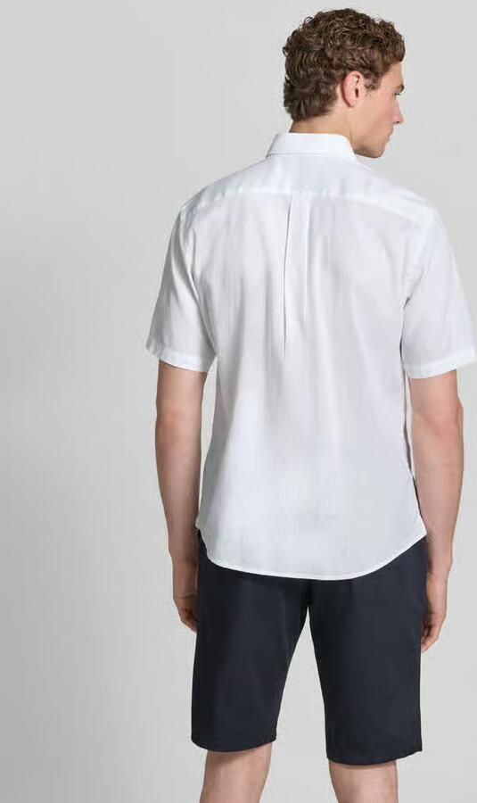 FYNCH-HATTON slim fit vrijetijdsoverhemd van mix van katoen en linnen