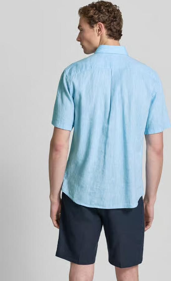 FYNCH-HATTON slim fit vrijetijdsoverhemd van mix van katoen en linnen