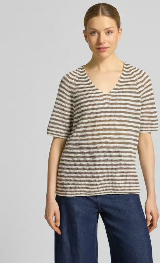 FYNCH-HATTON T-shirt van linnen met V-hals - Foto 2