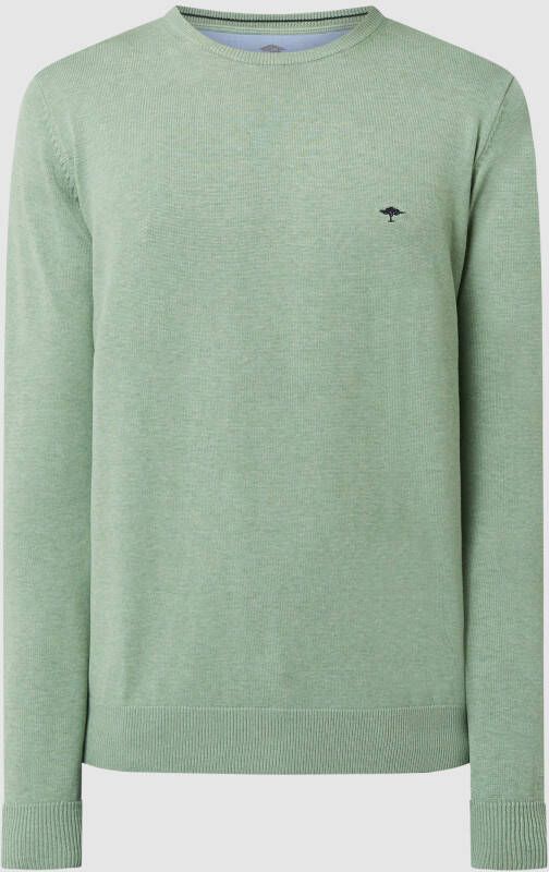 Fynch Hatton Trui ronde hals 100% katoen Van groen